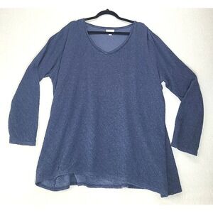 Pure Jill Oversized Sweater Size XL Blue Textured Lagenlook Tunic Comfort Preppy